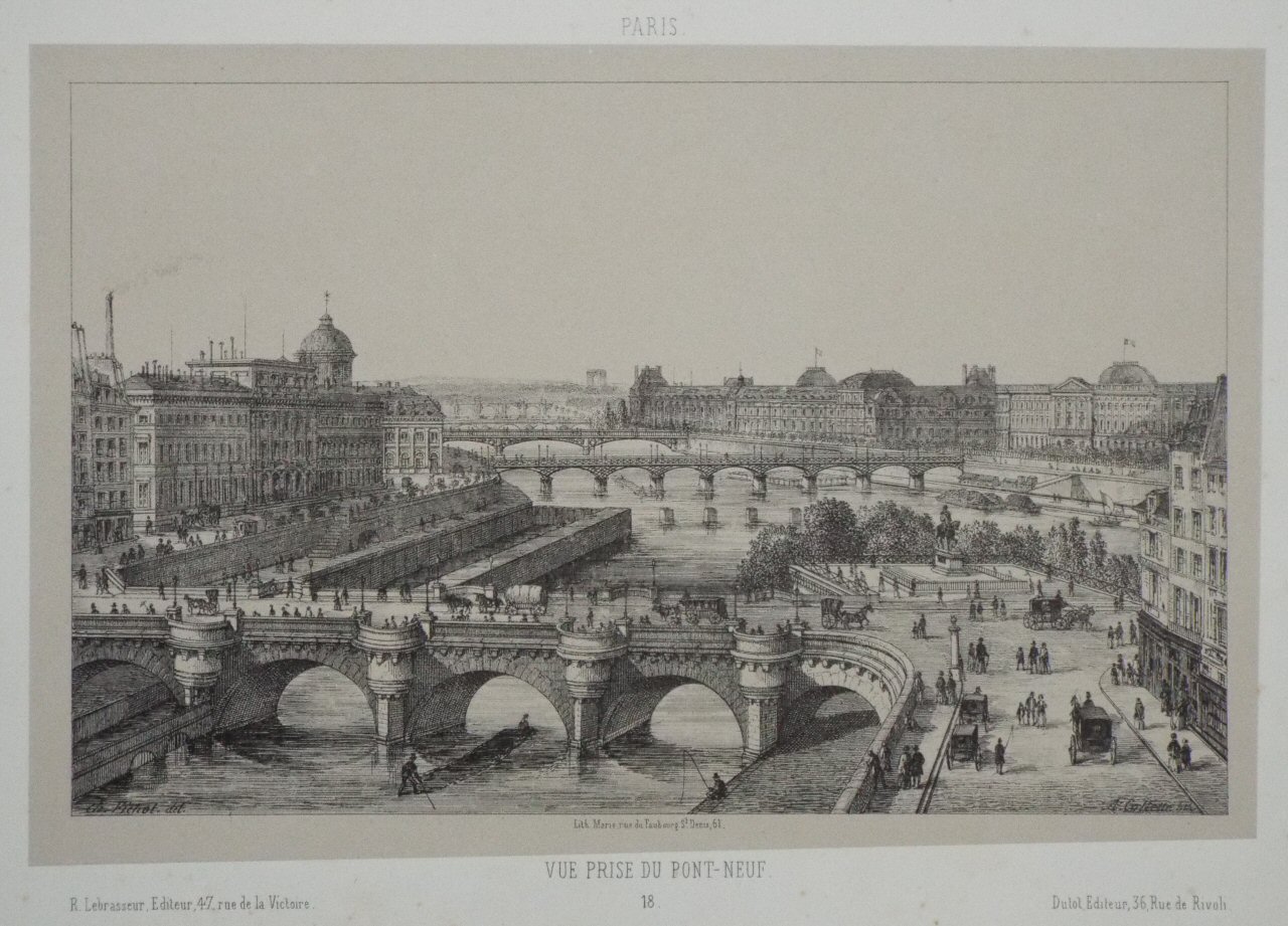 Lithograph - Paris. Vue Pris de Pont-Neuf. 18. - Collette